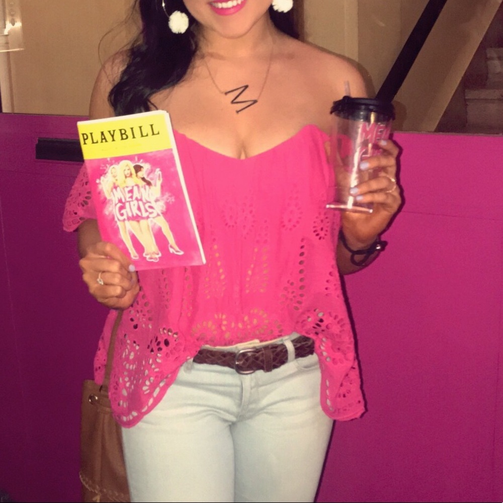 Francesca’s Pink Croquet Off the Shoulder Top